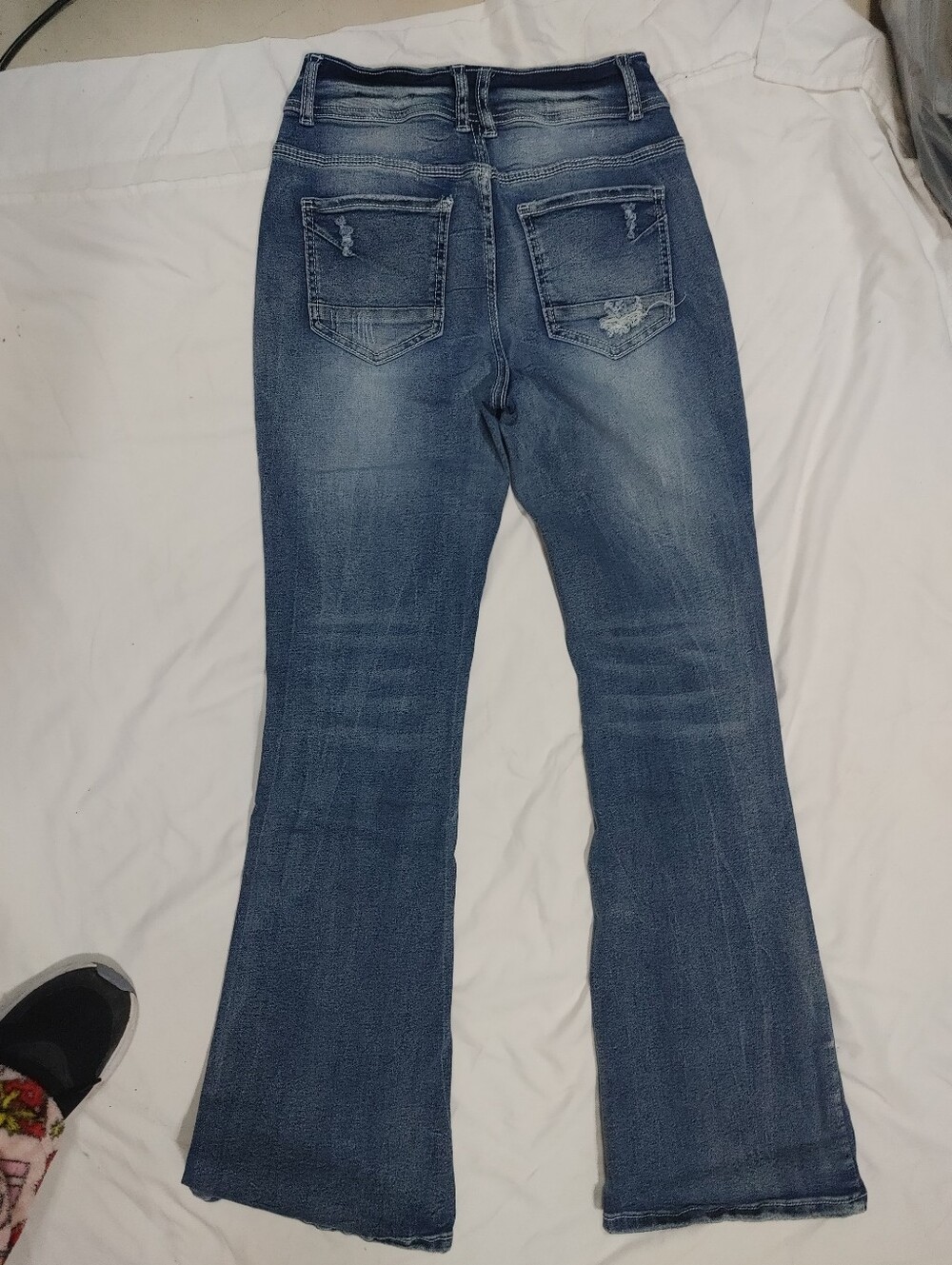 Dark Blue High-Waist Flare Jeans - Women's - Picture 13 of 14